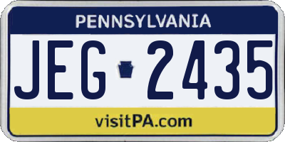 PA license plate JEG2435