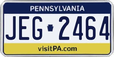 PA license plate JEG2464