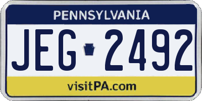 PA license plate JEG2492