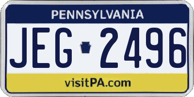PA license plate JEG2496