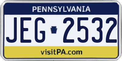 PA license plate JEG2532
