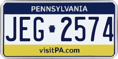 PA license plate JEG2574