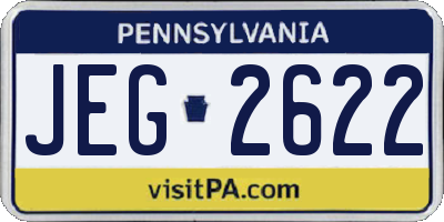PA license plate JEG2622