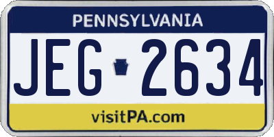 PA license plate JEG2634