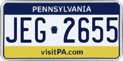 PA license plate JEG2655
