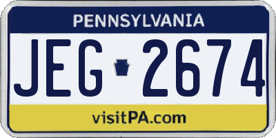 PA license plate JEG2674