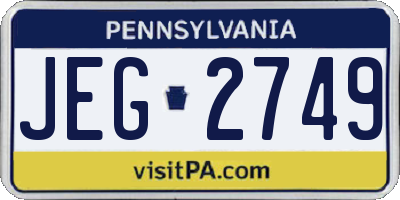 PA license plate JEG2749