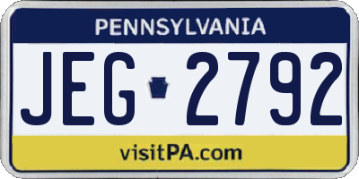 PA license plate JEG2792