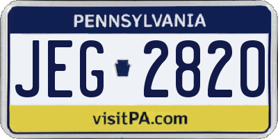 PA license plate JEG2820