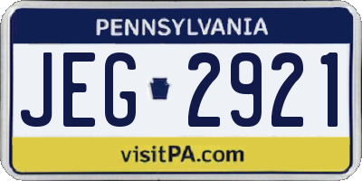PA license plate JEG2921