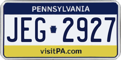 PA license plate JEG2927