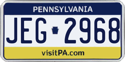 PA license plate JEG2968