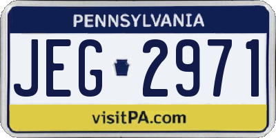 PA license plate JEG2971
