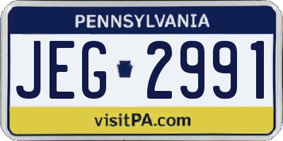 PA license plate JEG2991