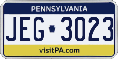 PA license plate JEG3023