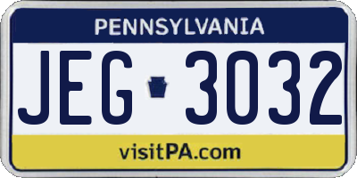 PA license plate JEG3032