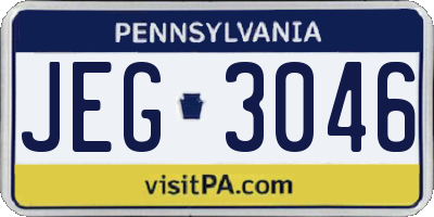 PA license plate JEG3046