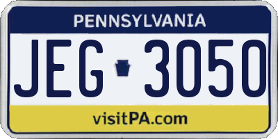 PA license plate JEG3050
