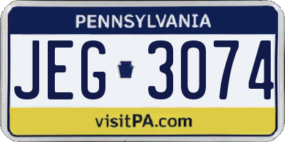 PA license plate JEG3074