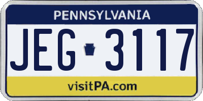 PA license plate JEG3117