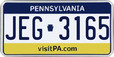 PA license plate JEG3165