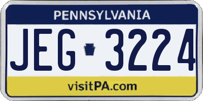 PA license plate JEG3224