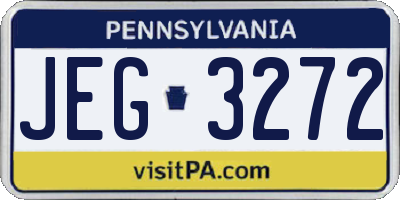 PA license plate JEG3272