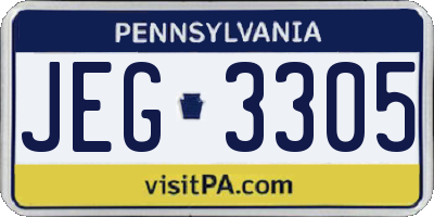 PA license plate JEG3305