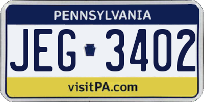 PA license plate JEG3402