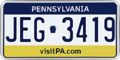 PA license plate JEG3419