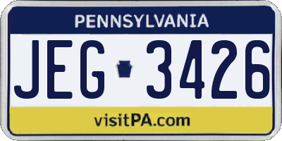 PA license plate JEG3426