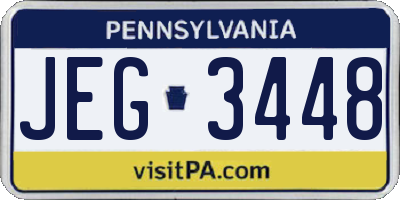 PA license plate JEG3448