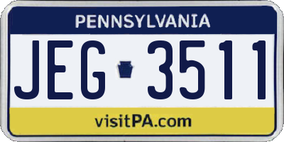PA license plate JEG3511