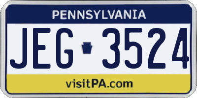 PA license plate JEG3524