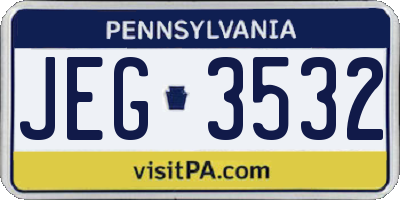 PA license plate JEG3532