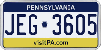 PA license plate JEG3605
