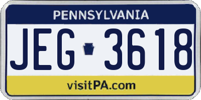 PA license plate JEG3618