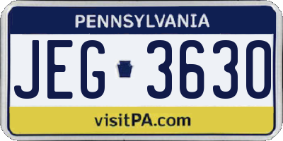 PA license plate JEG3630