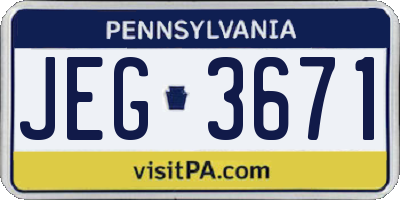 PA license plate JEG3671