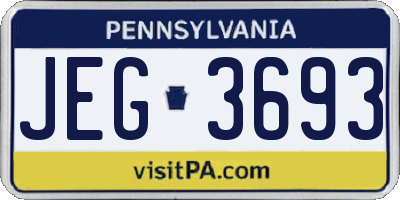 PA license plate JEG3693