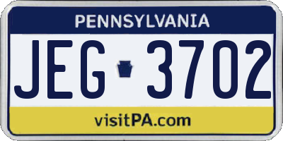 PA license plate JEG3702