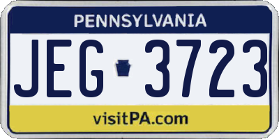 PA license plate JEG3723