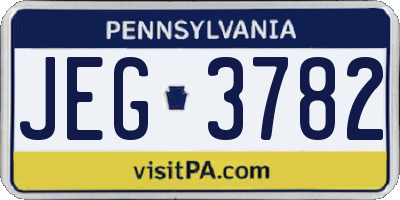 PA license plate JEG3782