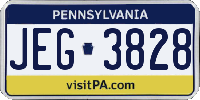 PA license plate JEG3828