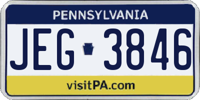 PA license plate JEG3846
