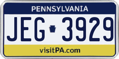 PA license plate JEG3929