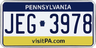 PA license plate JEG3978