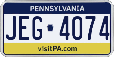 PA license plate JEG4074