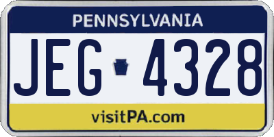 PA license plate JEG4328