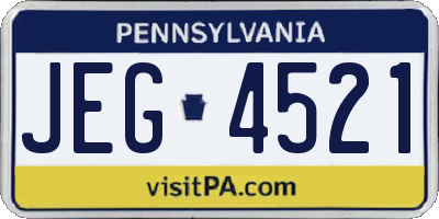 PA license plate JEG4521
